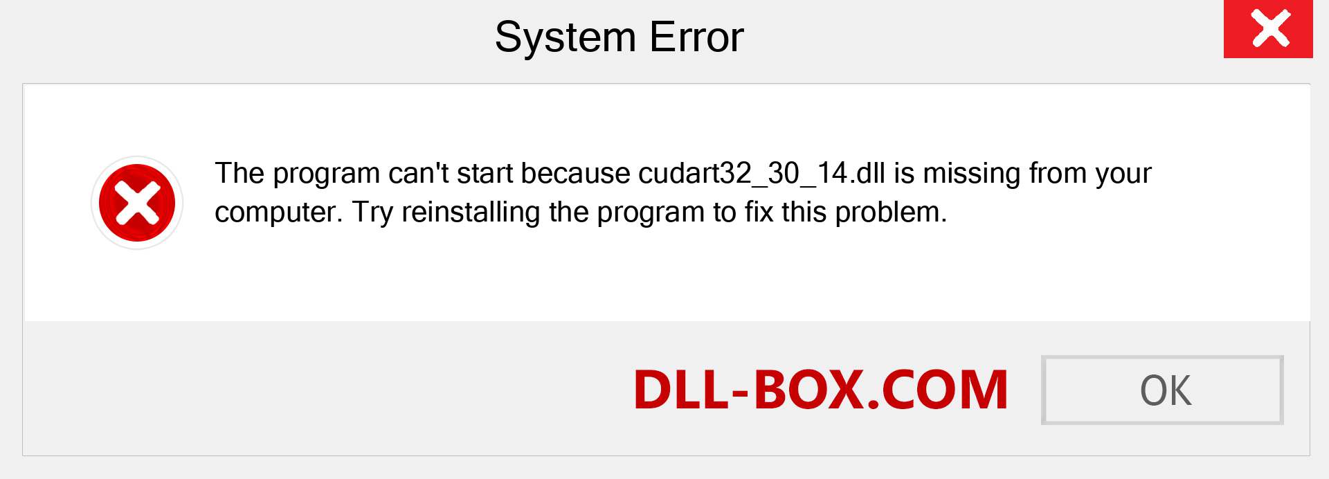  cudart32_30_14.dll file is missing?. Download for Windows 7, 8, 10 - Fix  cudart32_30_14 dll Missing Error on Windows, photos, images